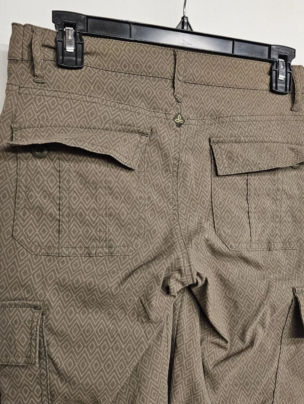 Prana Meme Pants Women’s Size 4 Green Gray Outdoors Cargo Diamond Print